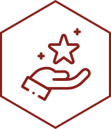 Icon representing hand with stars